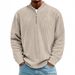 Men's Clothing Corduroy Stand Collar Zip-Up Long Sleeve Shirt - Autumn Casual Pullover Top With Stylish Stitching Details (Multiple Colors Available)_viptrois.com