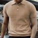 Men's 24 Solid Color Short Sleeve Trendy New Vertical Striped Turn-Down Collar Polo Versatile Elegant Button T-Shirt_viptrois.com