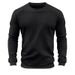 Men's Spring And Autumn Winter Waffle Round Neck Long Sleeved T Shirt Men's Small Square Casual Bottom_viptrois.com