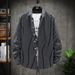 Men's Korean Style Striped Long Sleeve Shirt – Casual Cotton Shirt With Trendy Patterns (Black/White/Navy, M-5XL)_viptrois.com