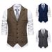 Men's Retro Herringbone Tweed Suit Vest Retro Lapel Horse Chain Armor Vest Detective Clothing_viptrois.com