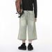 Men's Clothing | New High Street Trend Light Color Distressed Irregular Ripped Wide Leg Denim Cropped Trousers_viptrois.com
