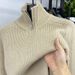 Reversible Turtleneck Sweater Half Zip Knitwear Autumn Winter Thick Solid Color Casual Trendy Slim Fit Base Shirt Men_viptrois.com