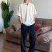 Men's Vintage Style Short Sleeve Polo Shirt Wheat Ear Pattern Jacquard Knit Loose Fit Summer Top Straight Shoulder T-Shirt_viptrois.com