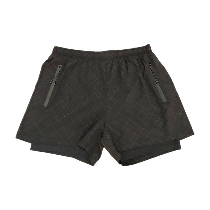 Men's clothing Stretch running sports casual double-layer fitness shorts_viptrois.com