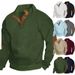 Men's Casual Jacquard Henley Collar Long Sleeve Patchwork Sweatshirt - Winter Warm Pullover With Button Detail, Relaxed Fit_viptrois.com
