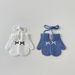 Children's gloves Autumn and winter ins for girls warm halterneck interlocking outdoor baby gloves_viptrois.com