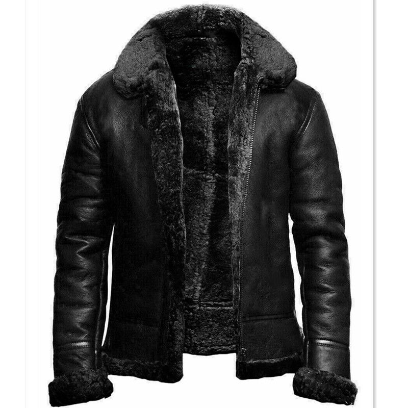 Men’s Faux Shearling Jacket – Winter Bomber Coat With Plush Lining & Suede-Like Finish (S-5XL)_viptrois.com