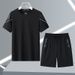 Summer Sports Casual Ice Silk Crew Neck T-Shirt Shorts Breathable Quick-Dry Men's Two-Piece Set_viptrois.com