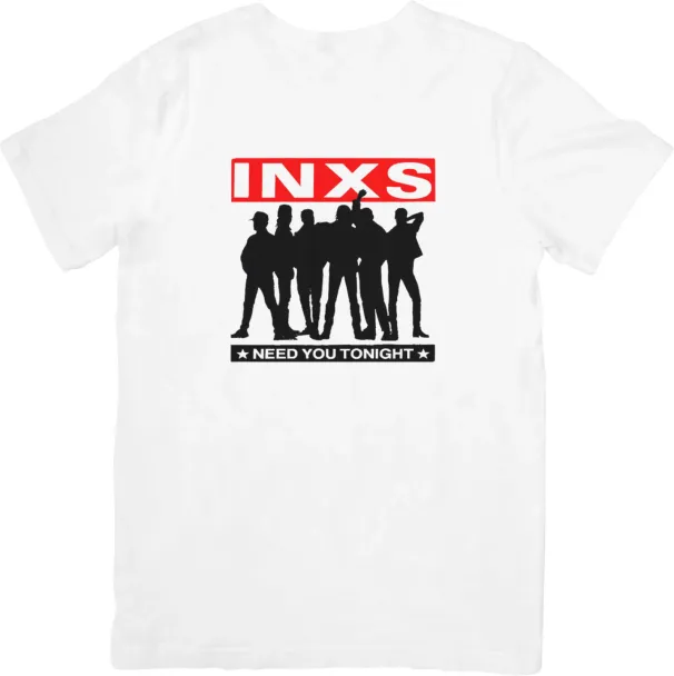 INXS Music Unisex Fit For Men & Women Quality Cotton T-Shirt Mens Womens Tees Top White._viptrois.com