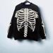 Stylish Contrast Color Skull Jacquard Knit Sweater - Loose Fit Casual Pullover For Halloween & Fall Fashion_viptrois.com