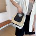 Women's Handle Bags Large-capacity Women's Bag, Retro Patchwork Straw Woven Bag, Hand-woven Bag, Simple And Fashionable Single-shoulder Handbag_viptrois.com
