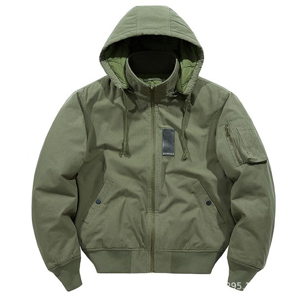 Men's Clothing Autumn And Winter Air Flight Jacket Light Version Pure Cotton Washed Casual Large Size Workwear Flight Cotton Coat Detachable Hood_viptrois.com