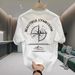 Summer Heavyweight Pure Cotton Short T-Shirt For Men, Brand, Loose Casual Round Neck Printed Tee, Hong Kong Style,_viptrois.com