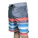 Men's Popular Striped Print Four-Sided Elastic Gray Men's Casual Surfing Beach Shorts_viptrois.com