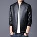Men's Slim Fit PU Leather Jacket Biker Coat With Zipper Details, Lightweight Motorcycle-Inspired Jacket For Spring & Fall_viptrois.com