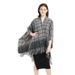 Unisex Loop check split large shawl women's thick warm scarf cape_viptrois.com