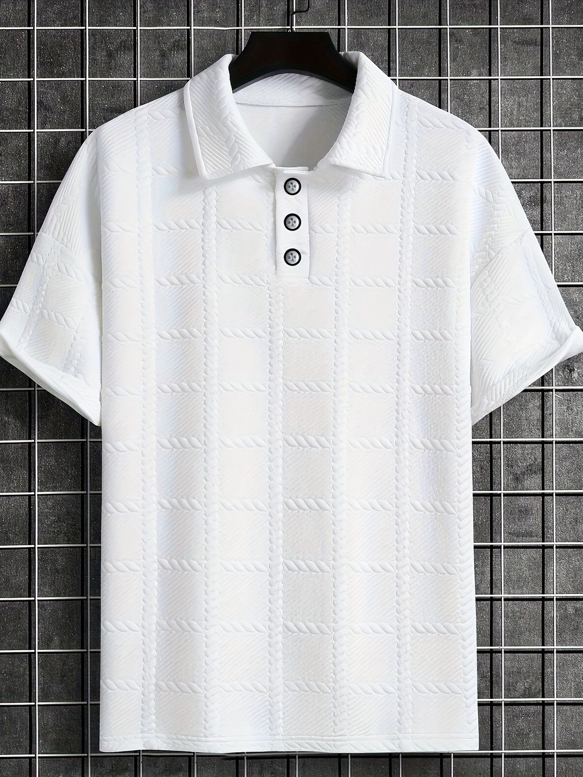 Men's Clothing Summer Polo Shirt T Shirt Simple Solid Color Button Short Sleeved Top_viptrois.com