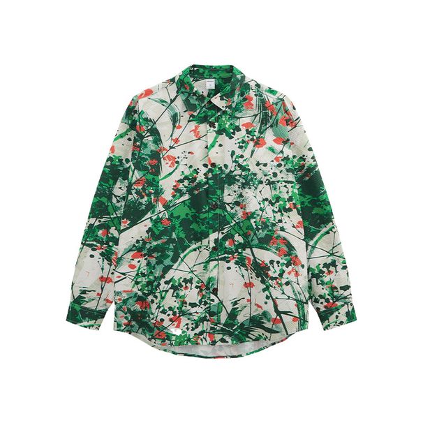 Nordmann Jie Zhan Men's Clothing|Digital Printed Bubble Gauze Shirt 2025 Spring New American Street Style Cardigan Turn-down_viptrois.com