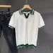 Men's Clothing Knitted V Neck Polo Shirt Color Matching Light Mature Retro Summer Short Sleeved Handsome Casual Men's T Shirt New Tops_viptrois.com