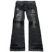 Y2K Gothic Grunge Vintage Washed Denim Jeans With Lace-Up Detail & Flared Hem For Streetwear Fashion_viptrois.com