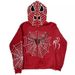 Gothic Spider Print Hoodie - Y2K Streetwear Pullover For Women, Oversized Zip-Up Sweatshirt, Soft Polyester Blend, Edgy Casual Fashion_viptrois.com