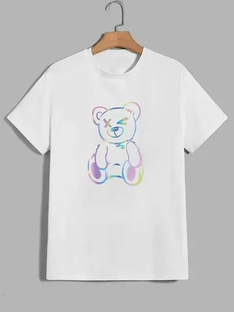 Shirts For Men Teddy Bear Print T-Shirt For Men's Casual Crew Neck Short-Sleeve Fashion Summer T-Shirts_viptrois.com