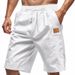 Men's Solid Color Linen Shorts Large Size Breathable Summer Beach Sports Leisure Loose Fit_viptrois.com