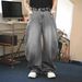 Cross Border American High Street Retro Street Fashion Black Loose Wide Leg Straight Casual Jeans_viptrois.com