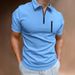 Men's Clothing Summer Polo Shirt Solid Color Zipper Henry Collar Sports Tops_viptrois.com