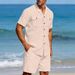 Men's Linen Long Sleeve Casual Top And Five Quarter Shorts Fashion Set_viptrois.com