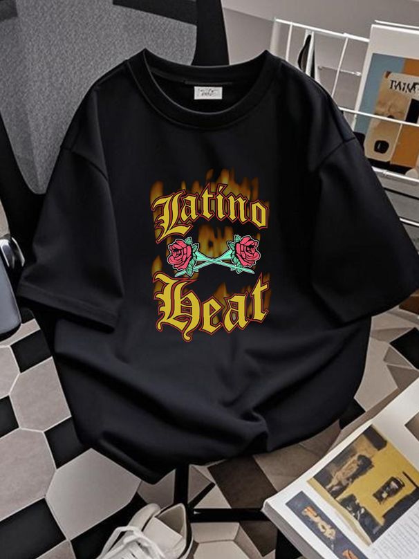 New Latino Heat WWF Eddie Guerrero Logo BLack T-Shirt Men's Women's Sizes S-5XL Versatile Designer Clothes Soft Comfortable Unisex Slightly Casual_viptrois.com