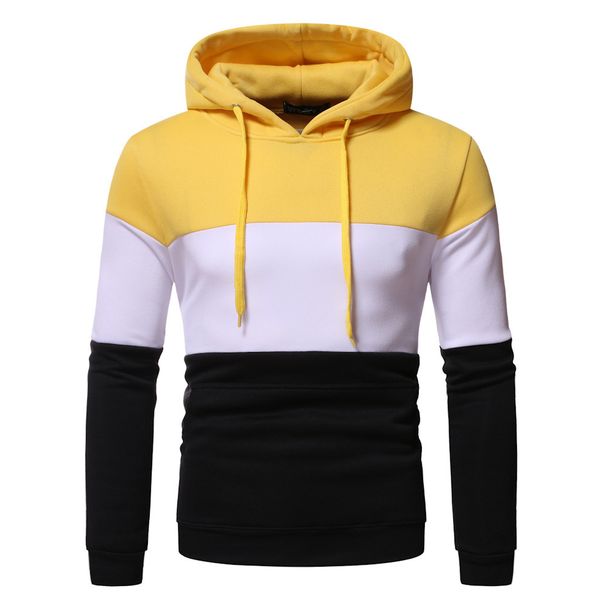Men's Clothing autumn and winter men's clothing 3 color splicing pullover hooded casual men's sweater jacket_viptrois.com