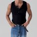 Men's Clothing Casual Henley Collar Sleeveless Vest Summer New Hot Selling Sports Fitness Waistcoat Men's Wear_viptrois.com