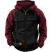 2025 Model Retro Workwear Hooded Sweatshirt, Men's Zipper Solid-color Warm Sports Shirt With Multiple Pockets Hooded Jacket_viptrois.com