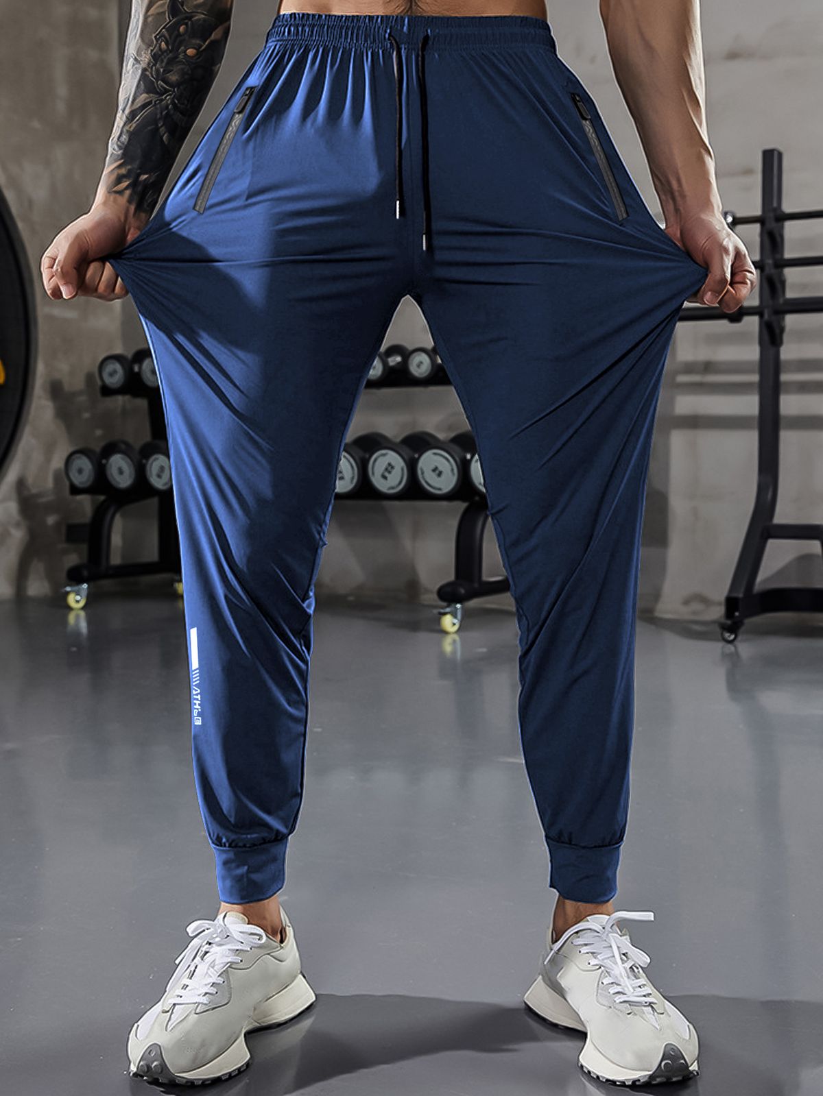 Men's Running Pants - Quick-Dry Ice Silk Gym Workout Joggers With Zipper Pockets & Breathable Fabric For Summer Training_viptrois.com