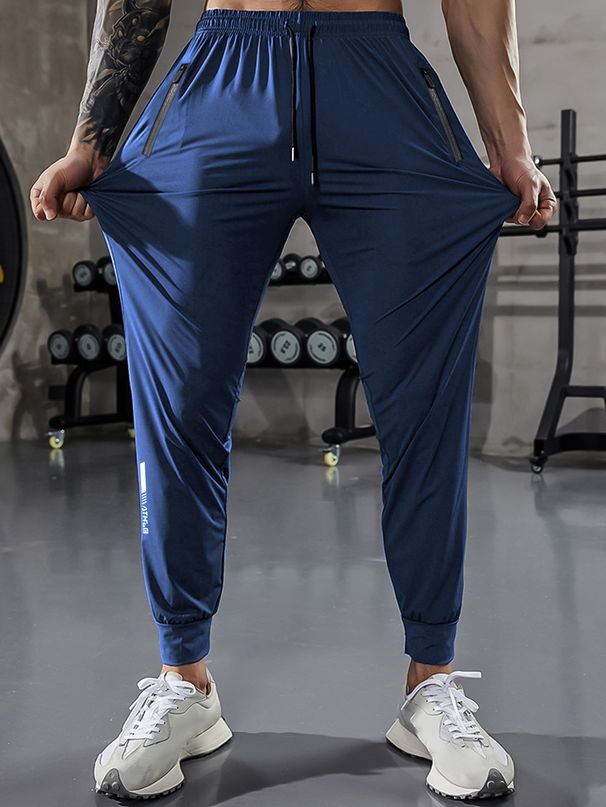 Men's Running Pants - Quick-Dry Ice Silk Gym Workout Joggers With Zipper Pockets & Breathable Fabric For Summer Training_viptrois.com