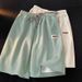 Men's Clothing 2024 Summer new style ice casual shorts for boys loose versatile drape trendy embroidered logo straight five-point pants_viptrois.com