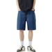 Summer Thin Light Blue Denim Shorts For Men, Straight Loose Fit, Versatile American Style, Hasome Five-Point Pants_viptrois.com