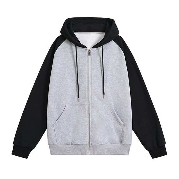Men's Zip-Up Fleece Hoodie – Winter Streetwear Jacket With Thickened Inner Lining (Rabbit Wool Blend, Anti-Static, Distressed Print, M-3XL)_viptrois.com