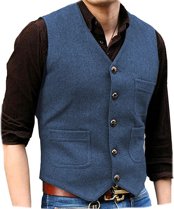 Man's Clothing Men's Waistcoat V-neck Groom And Best Man Wedding Dress Waistcoat_viptrois.com