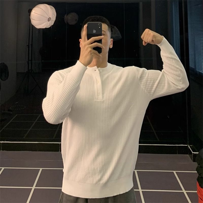 Men's Clothing Sweater Men's Business Slim Solid Color Bottoming Shirt_viptrois.com