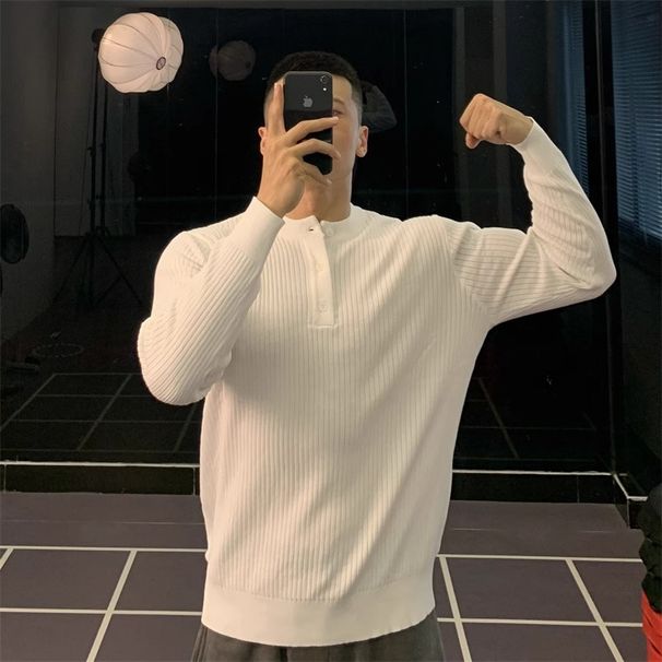 Men's Clothing Sweater Men's Business Slim Solid Color Bottoming Shirt_viptrois.com