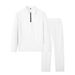 Men's Waffle Knit Zip-Up Tracksuit Set – Stylish Striped Long Sleeve Lounge & Streetwear Outfit_viptrois.com