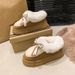 SHLIANG Winter New Fashionable Bow Warm Home Boots For Women's Indoor Soft Bottom Slippers Comfortable Boots X0060_viptrois.com