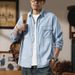 Large Size Men's Clothing New Tencel Ultra-thin Denim Shirt Spring And Summer Solid Color Fat Denim Shirt Men's Hair_viptrois.com