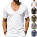 Men's Breathable U-Neck Short Sleeve T-Shirt - Lightweight Loose Fit Casual Top For Summer, Streetwear Style With Pocket, Polyester Blend_viptrois.com