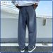 Loose Fit Jeans For Men - Star Print Washed Denim Pants With Dropped Crotch & Tapered Leg (Blue/Black, M-4xl)_viptrois.com