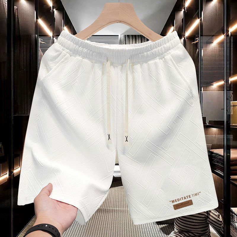 Men's Trendy Summer Athletic Shorts Loose Fit Casual Versatile Five Quarter Length Jacquard Straight Leg Shorts_viptrois.com