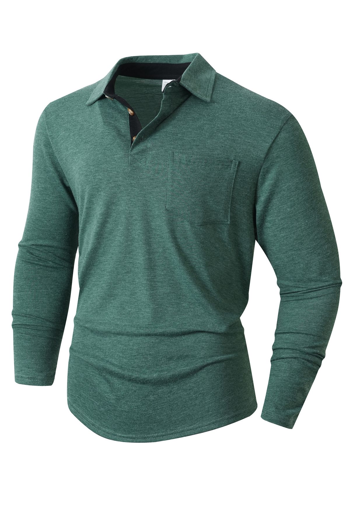 Men's Classic Long Sleeve Polo Shirt - Comfortable & Stylish Casual Tops For Fall & Winter (White, Gray, Black, Navy, Khaki, Dark Green, Rose Red)_viptrois.com